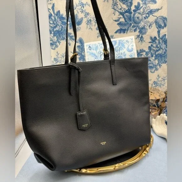 🆕 OROTON 🧿 NWOT Margot Medium Zip Tote Bag, Black Leather - Picture 2 of 16